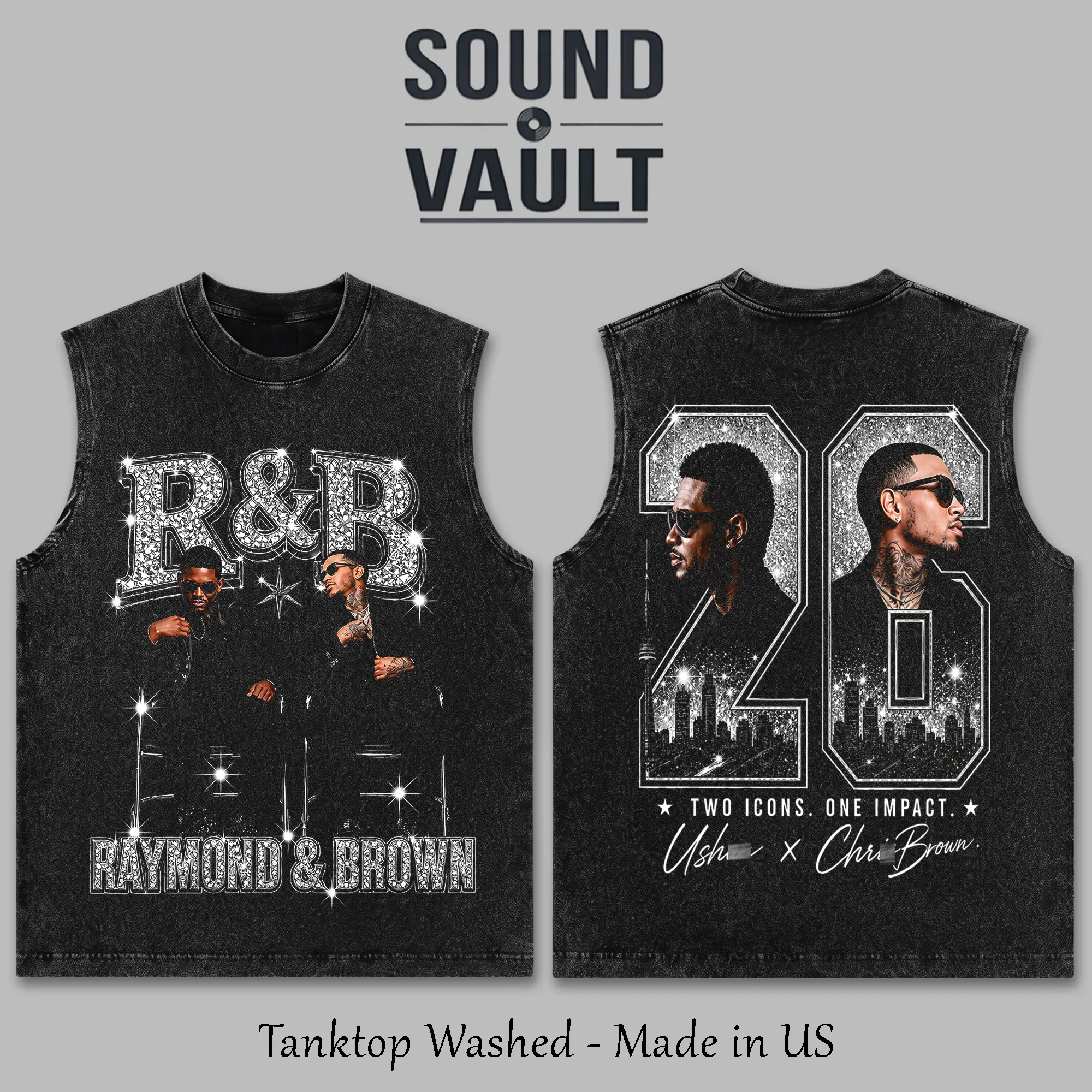 R&B Tour 2026 V2 Tanktop Washed Two Sided Vintage 90s Rap Tee Raymond Brown Concert Merch Bootleg Graphic Tanktop Washed Heavyweight Oversized Tanktop Two Icons One Impact Hip Hop Music Shirt Trendy Y2K Aesthetic Streetwear Gift For Fan Men Women