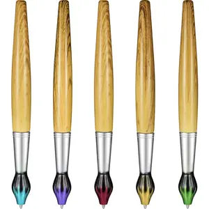 Bamboo Paintbrush Shape Retractable Ballpoint Pen, 5 Counts Creative Ballpoint Pen, Writing Pen for Art Teachers, Art Themed Party Favors