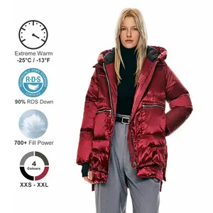 Orolay Thermal Waterproof Women's Thickened Down Jacket with 6 Pockets, Oversized Winter Coat Comfort Long Sleeve Outerwear