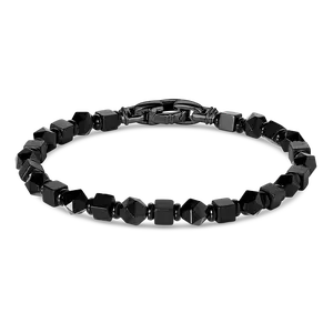 Square Black Onyx, Rhodium/Sterling Silver (4mm)