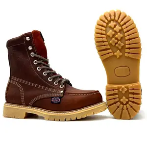 White Wolf WW-955 Grizzly Brown Lacer Moc Toe Work Boot Dual Density Goodyear Welt - Oil and Slip Resistant, Closed Design, Durable Goodyear Sole, Anti-Fatigue Features