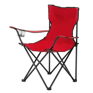 【Father's Day Gift】Outvita Camping Folding Chair, Portable Folding Chair with Arm Rest Cup Holder and Carrying and Storage Bag for Outdoor, Camp, Indoor, Patio, Supports 330lbs, Red, Modern Summervibes