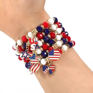 American flag bracelet, American Independence Day bracelet, Death Day Veterans Day pentagram bracelet wholesale