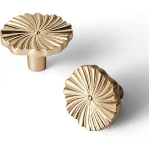 6 Pack Zinc Alloy Drawer Knobs-Champagne Bronze Cabinet Knobs with Flower Design