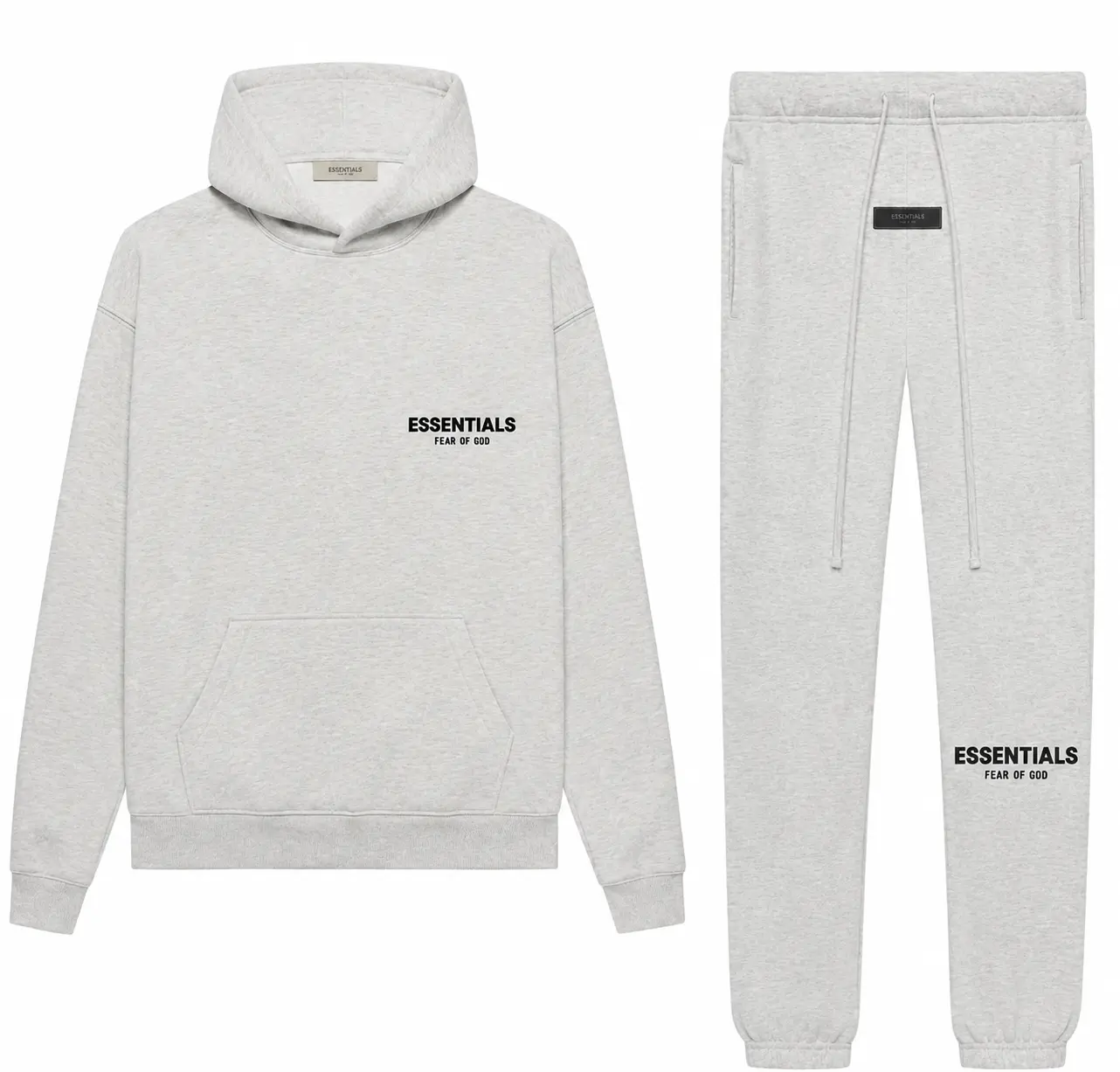 (one Set) Essentials Fear of God Light Oatmeal Hoodie and Pants Men and Women Streetwear