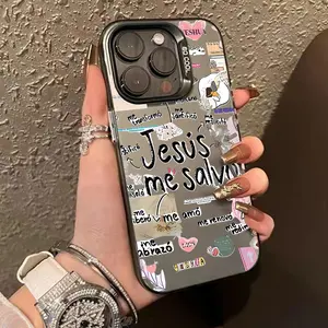 Jesus me salvoa Pattern Phone Case for iPhone 16 15 14 Pro Max 13 12 11 XR XS Plus Shockproof Anti-Scratch Durable PC Back Protective Cover Cellphone Casing