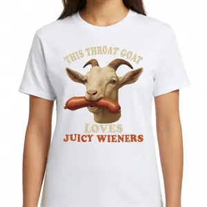 Throat Goat Loves Juicy Wieners Unisex Tee Dirty Goat Joke Graphic Shirt Juicy Wiener Gag Gift Funny Raunchy Adult Humor Apparel