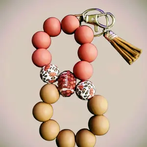 Infinity Keychain with Colorful Beads and Tassel Accent