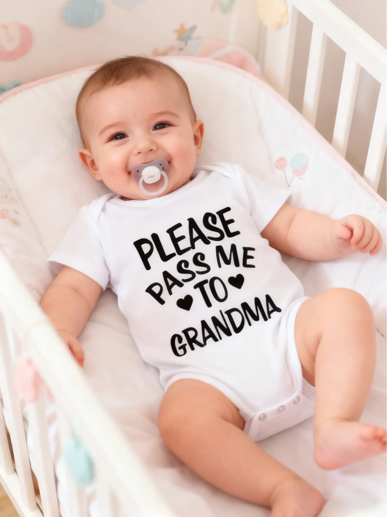 Unisex Baby Letter Print Bodysuit - Fitted Short Sleeve Romper, Above-the-Knee All-Season Baby Clothing