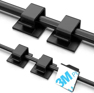 100 PCS Adhesive Cable Clips Black (Small & Large), Upgraded Wire Holder for Wall Cord Organizer Cable Management under Desk, Outdoor Light Clips Hooks for LED, Car Dash Cam, HDMI, Extension Cord TidyHelper