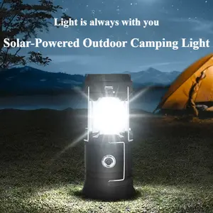XTAUTO 4 Pack Camping Lantern, 300lm COB Ultra Bright Collapsible LED Lantern, Portable IPX4 Waterproof Tent Light, Dual-Mode USB Solar Rechargeable Outdoor Emergency Light