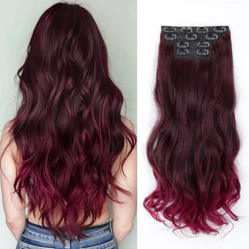 Vigorous Female Fake Hair Clip-In Extensions - Lightweight Loose Wavy Synthetic Hairpiece, Easy-To-Wear Fashion Accessory for Daily Use & Event Party, Instant Length Styling