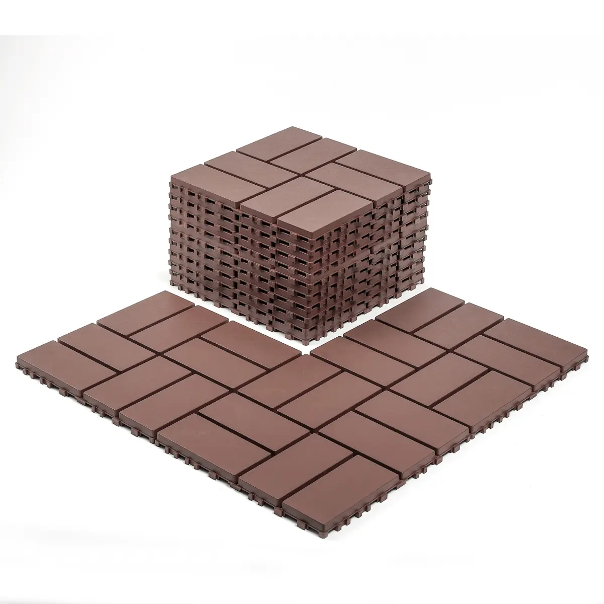 44Pcs Plastic Interlocking Deck Tiles Boxed Set, 12x12in Waterproof All-Weather Outdoor Flooring for DIY Users, Non-Slip, Durable, Low-Maintenance, Easy Snap-Together for Backyard Pool Terrace