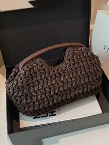 Women's Handmade Woven Bag, 2026 Spring New Arrival, Straw Basket Tote, Elegant Design, High-Quality Beach Vacation Handbag