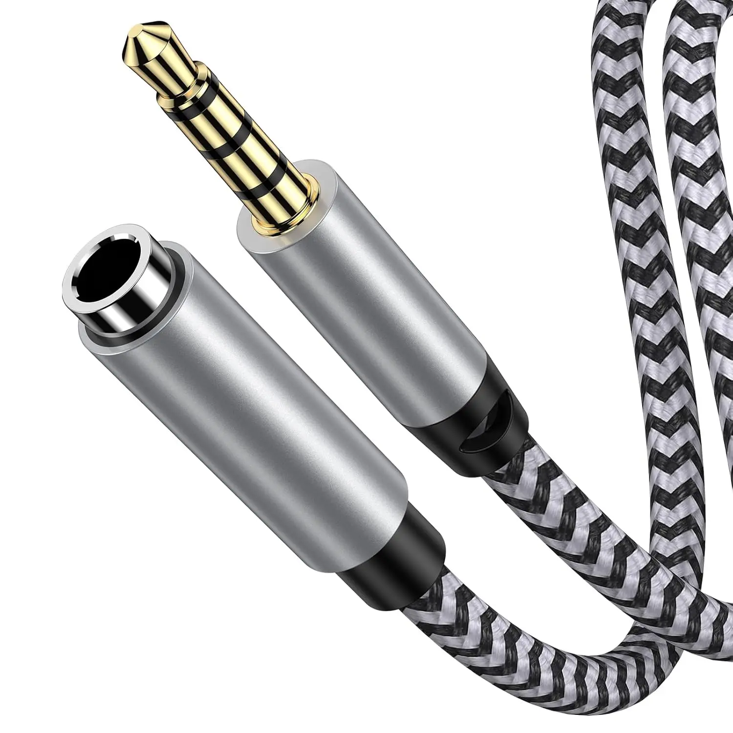 Headphone Extension Cable 6FT 3.5mm Male to Female Stereo Audio Extension Cable with Microphone Nylon Braided Aux Adapter Extender Cord for Headset iPhone iPad Smartphones Tablets Media Players