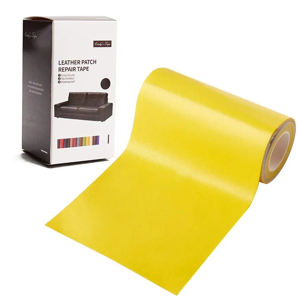 Self-Adhesive Waterproof Leather Repair Patch Tape - Yellow, 3x60 in - for Furniture, Car Seats, Dressmaking Fabric - Vinyl Repair Solution, 1 Roll, One Roll