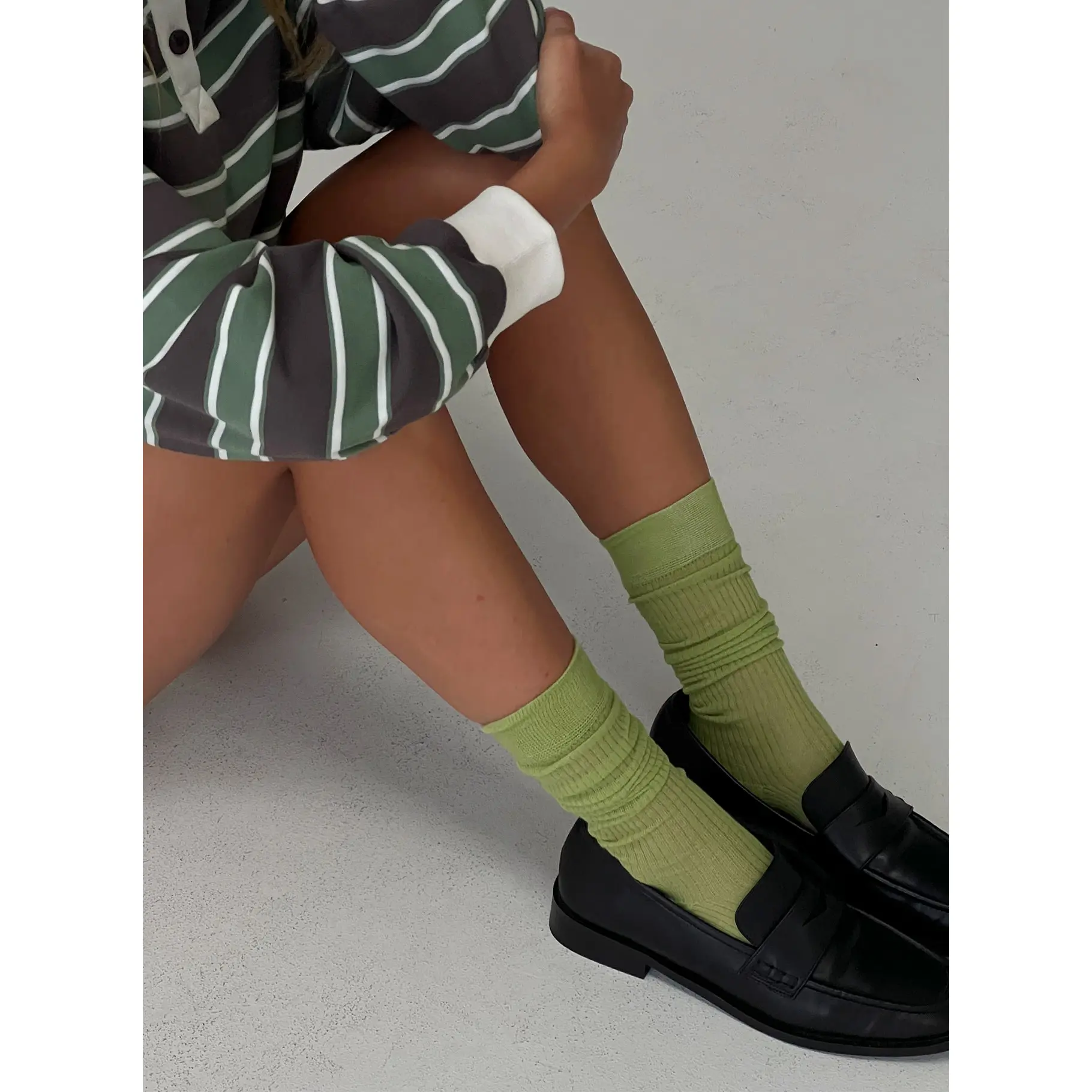 Zaydee Ribbed Socks Green