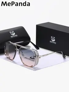 1 Pair Mepanda Unisex Square Full Frame Fashionable Sunglasses, Glasses With A Story, Accompanying Your Reads, UV400