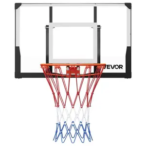 VEVOR Wall Mount Basketball Hoop, 44-inch PC Backboard Mounted Basketball Hoop Outdoor with Solid Steel, 0.08 inch Thickened Backboard, Thickened Woven Nylon Basketballs Net, Indoor Outdoor Use