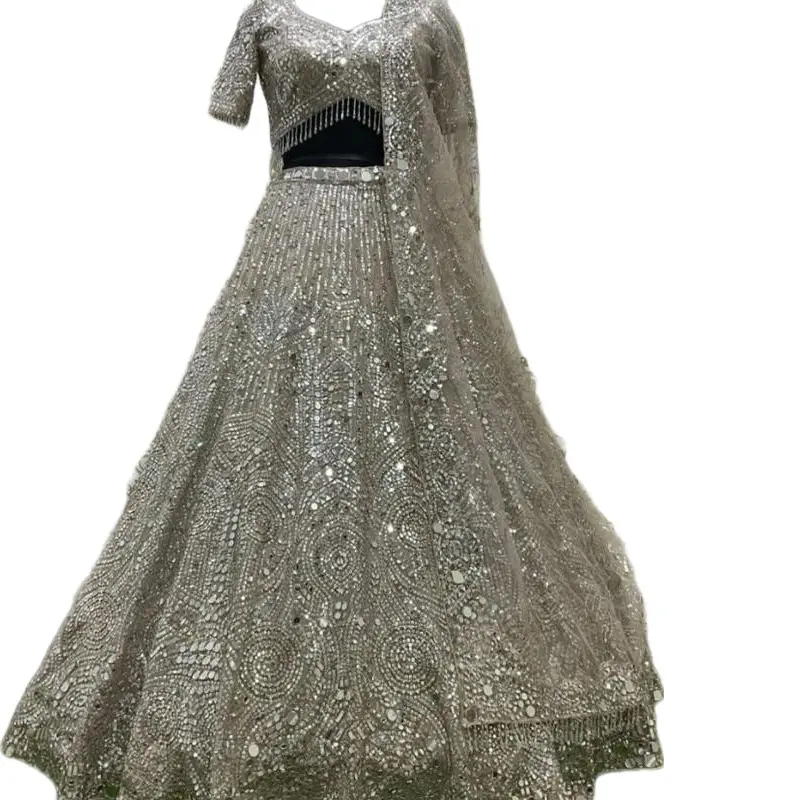 Bridal Lehngas for Women Designer Wedding Wear with Heavy Embroidery Long Skirt Short Sleeves Purple Color Elegant Formal Halter Casual Glitter Sequins Blouse Overall