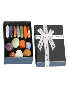 14-Piece Natural Stone Crystal Set, Intuitively Chosen Crystals, for Yoga Healing, Dual-Tip Energy Crystals, Gift Box Included, Perfect for Meditation, Christmas Gift