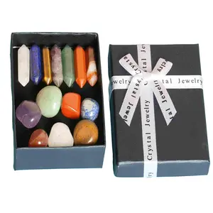 14-Piece Natural Stone Crystal Set, Intuitively Chosen Crystals, for Yoga Healing, Dual-Tip Energy Crystals, Gift Box Included, Perfect for Meditation, Christmas Gift