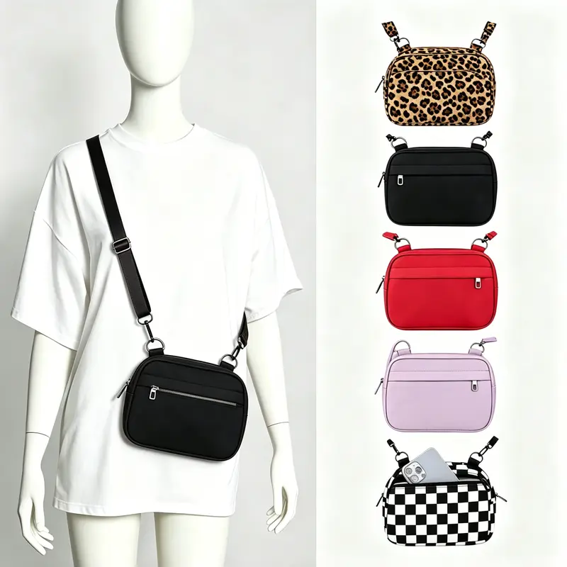 MAXTOP Crossbody Bag for Women, Small Nylon Belt Bag Fanny Pack with Adjustable Strap, Multi-Pocket Waterproof Sling Purse & Anti-Theft Hidden Pocket for Everyday Travel