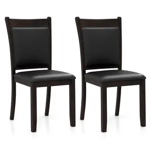 COSTWAY - Dining Chairs Set of 2 Faux Leather Upholstered Kitchen Side Chairs with Padded Seat-Gray