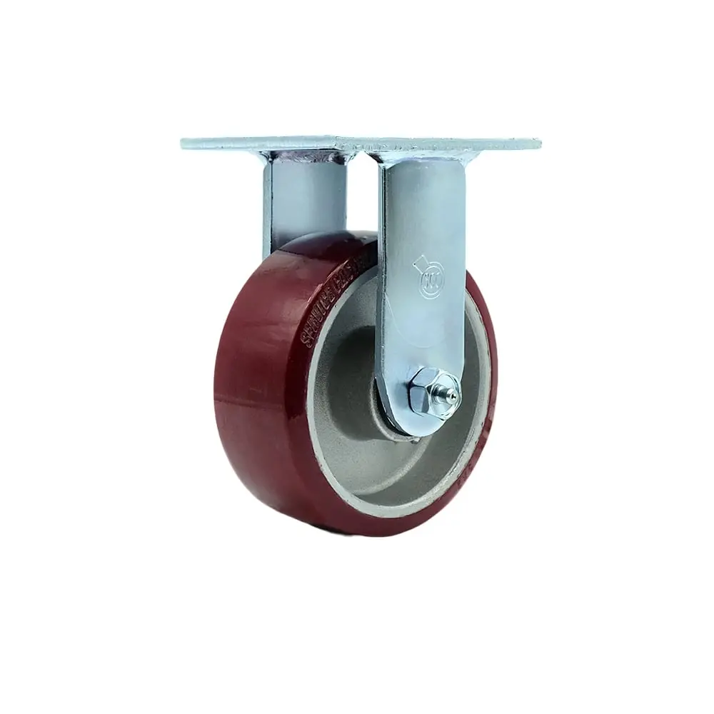 Service Caster SCC-30R520-PAB Heavy Duty Rigid Top Plate Caster with 5 in. Polyurethane on Aluminum Wheel & Ball Bearings - 900 lbs Capacity per Caster
