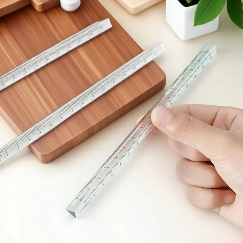 Ins style transparent acrylic geometry triangle measuring ruler set high precision drawing tool for students eco friendly anti slip design essential for exams and engineering drafting