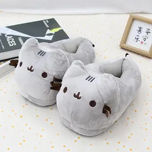 1 Pair Cozy Plush Cartoon Cat Slippers for Men - Cute Indoor House Shoes, Soft Fabric Lined Warm Moon Shoes for Casual Outdoor, Round Toe Slip-On Slippers for Autumn/Winter