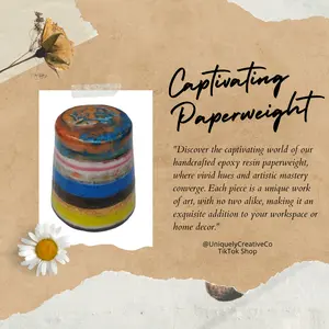 Captivating Handcrafted Epoxy Resin Paperweight: A Fusion of Vivid Hues and Artistry, No Two Alike! Decor Artistic Light Ornaments