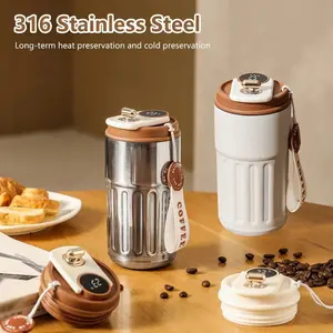Smart Digital Thermos Bottle Portable Coffee Mug Stainless Steel Water Bottle In-Car Insulated Cup Keep Cold Vacuum Flasks 450ml