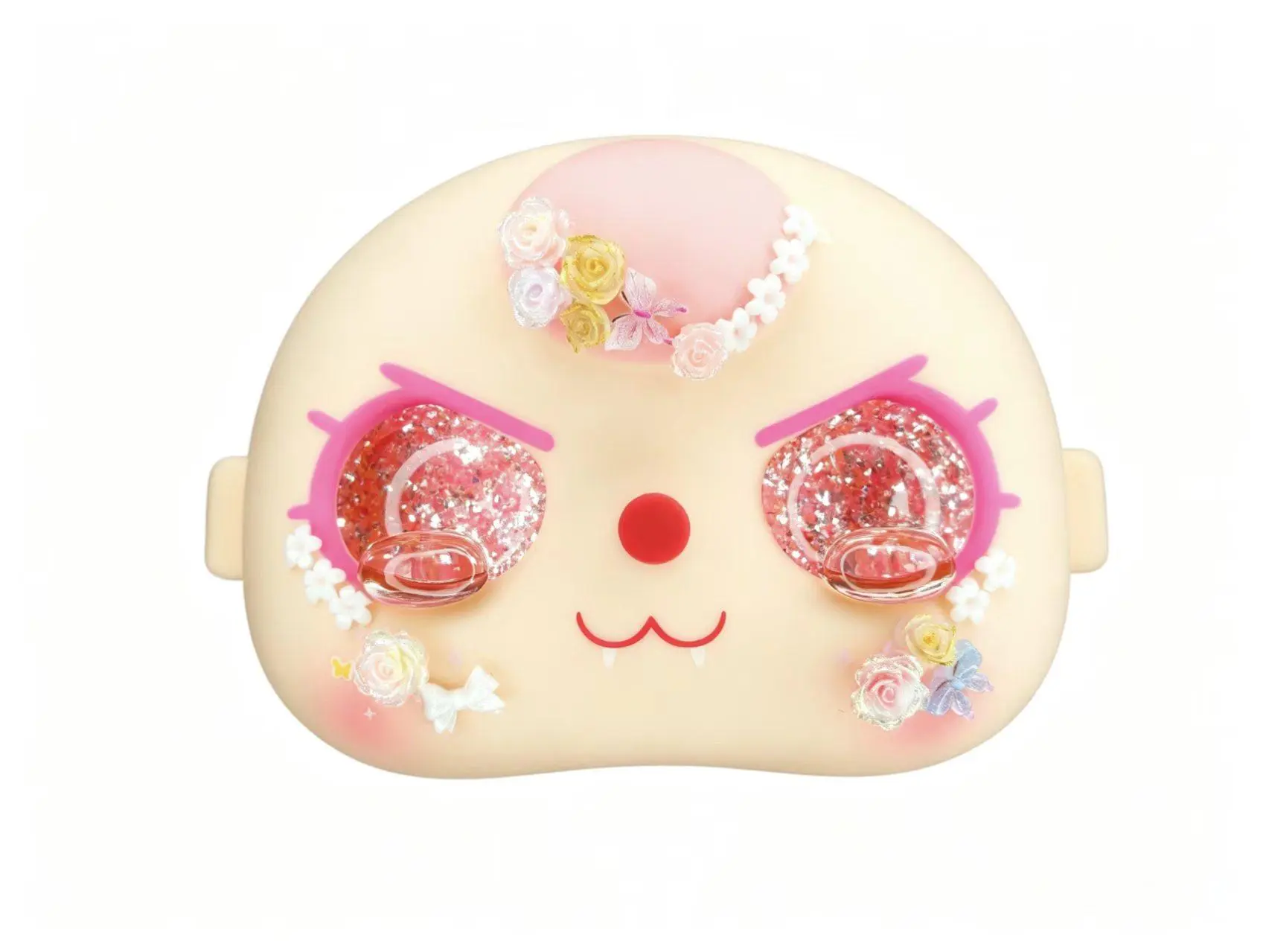 Baby Three Replacement Face Plate 400%-600% – 3D Floral Design with Slow-Flow Glitter Eyes – DIY Handmade Doll Accessory for Collectors Custom