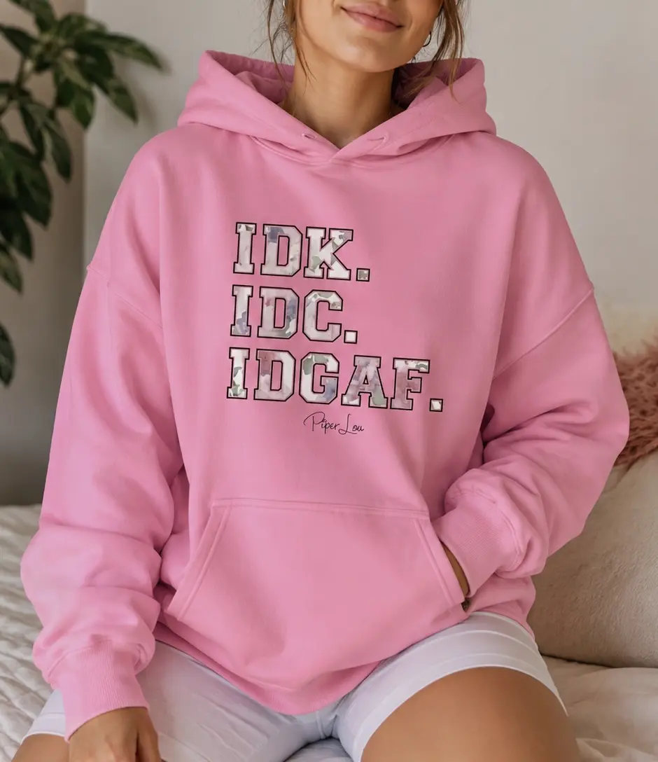 IDK.IDC.IDGAF. Graphic Hoodie/Gildan Heavy Blend 50% Polyester 50% Cotton - Soft Inside