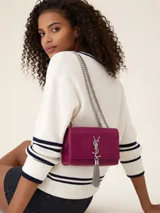 Pre-owned Yves Saint Laurent Leather Crossbody Bags YSL Saint Laurent Medium Monogram Kate Tassel Shoulder Bag