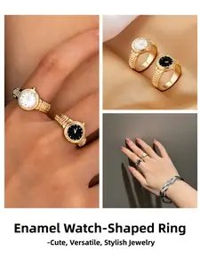 Cute Oil Watch Ring, Fashion Promise Ring, Fun and Unique Jewelry Accessory, Perfect Gift for Friends and Family, Fashionable and Quirky Design