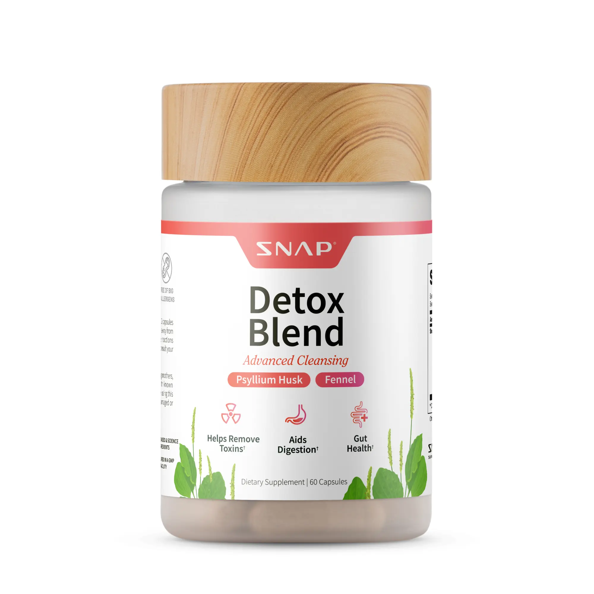Snap Supplements - 30 Day Cleanse - Gut Support - Cleansing Blend with Fennel Seed, Ginger Root, & Psyllium Husk - Natural Supplement Capsules