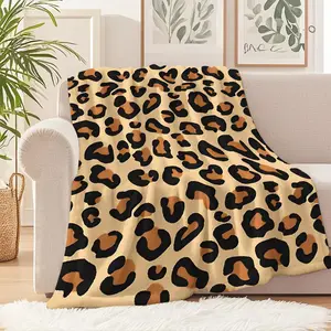 Fashion Leopard Print Flannel Blanket, Cozy and Chic Throw Blanket for Home Decor, Perfect for Camping, Traveling, and Keeping Warm at the Office, Stylish Animal Pattern for a Bold Statement!
