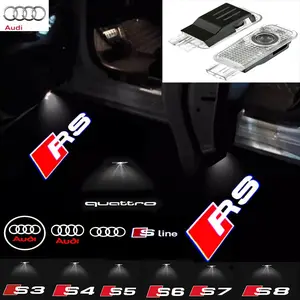 2Pcs LED Car Door Welcome Logo Light Projector Lamp Decoration Accessories For Audi Sline S3 S4 S5 S6 S7 RS Quattro Q7 Q5 Q3 TT A4 B8 A3 A6 A8 C7 A5 A1 Car Styling Led Lights Car