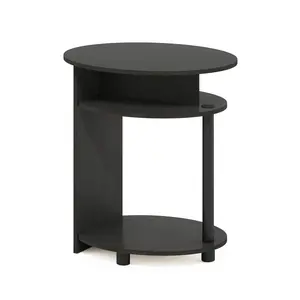 JAYA Side Table in Walnut, a functional piece with 3-tier storage, open shelf for bedrooms, living rooms, and small spaces