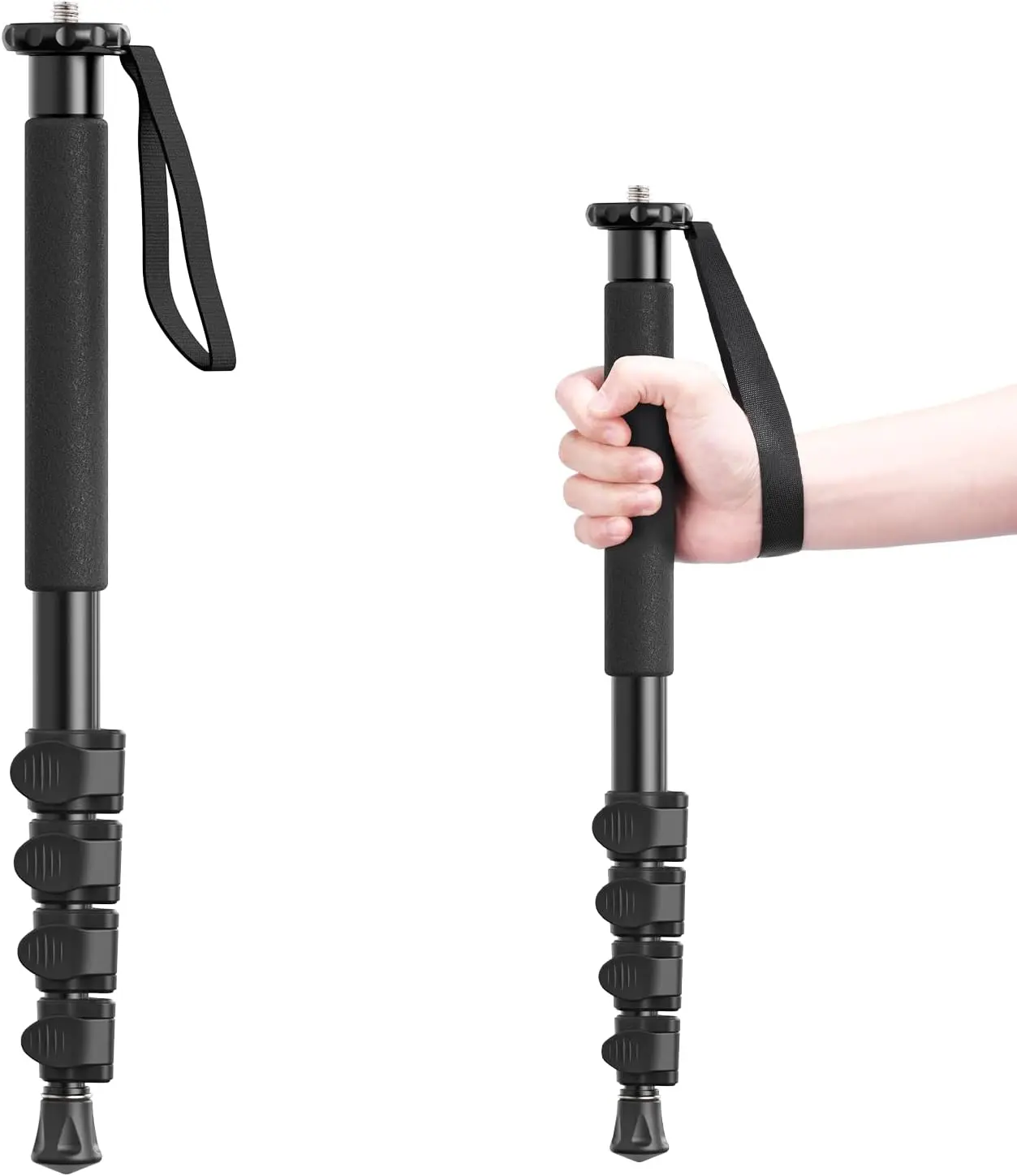 61-Inch Camera Monopod - Portable Tripod & Monopod Photography Stick with 5-Section Height, Aluminum Compact Travel Camera Stick