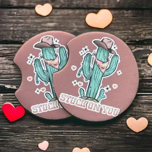 Stuck on You Cactus Car Coaster Set