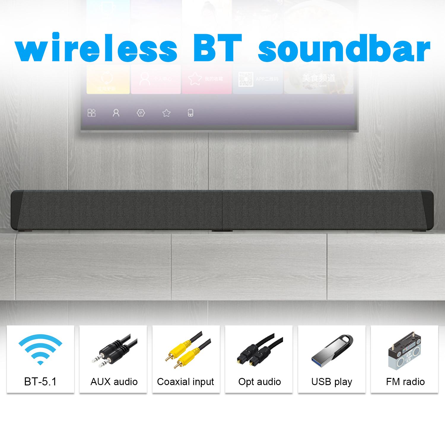 Foldable Sound Bars For TV Speaker, Bluetooth 5.1, Opt, Coaxial, USB, AUX Inputs, Projector TV Sound Bar, PC, Home Theater, 3D Surround Sound System - 26.8 Inch