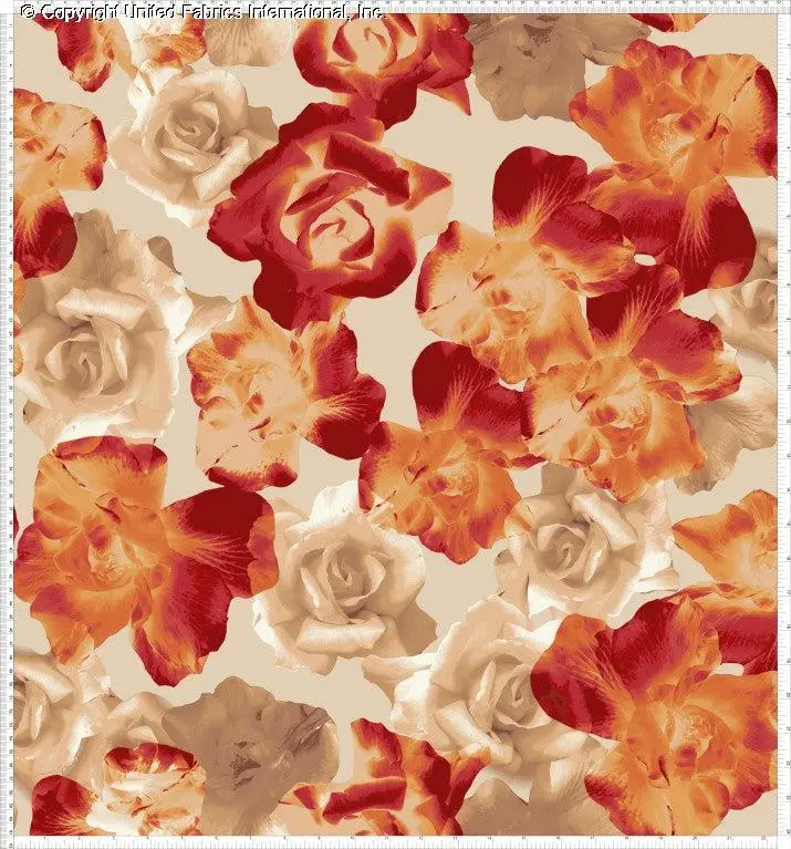 Woven Rose Fabric by the Yard - Large Floral Print Chiffon for Dressmaking, Sewing, DIY Projects, Skirts, Tops, Home Decor, Airy Flowing Fashion Fabric