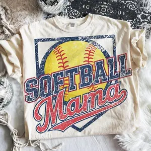 Comfort Colors Softball Mama Tshirt, Softball Mom Tee, Softball Season T-shirt, Retro Softball Shirt Vintage Softball Game Day Softball