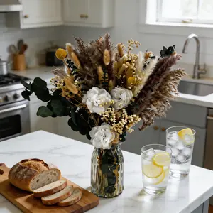 Airy Dried Pampas Grass Bouquet with Vase, Light & Airy Home Decor for US Living Room