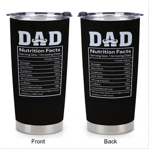 Dad Nutrition Facts 20oz Tumbler Stainless Steel Vacuum Insulated Portable Travel Thermal Cup Husband Men Gift for Father's Day Christmas Drinkware Flasks Water Bottles Lightweight Insulation Mug