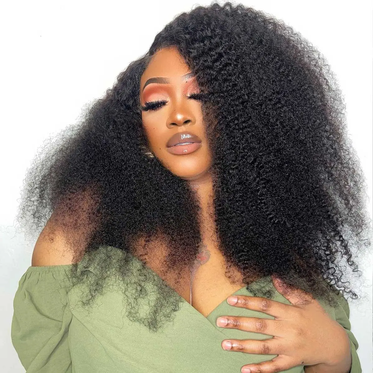 Vshow Hair V Part Wigs Kinky Curly Hair Glueless Wigs Beginner Friendly Machine Made V Shape Human Hair Wigs For Beginners