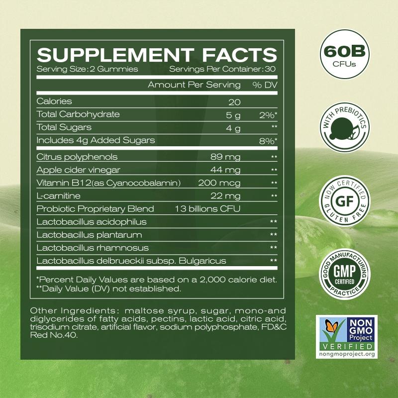 Newellme Updated Apple cider Vinegar Gummy Formula - supports digestion and detoxification with B12 vitamin supplements